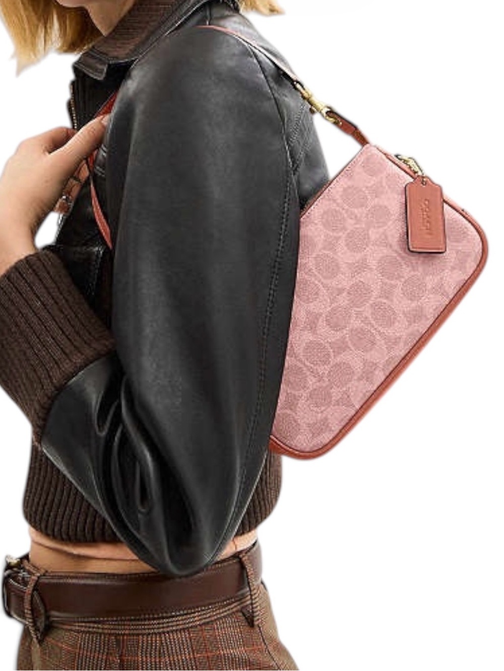 NWT Coach Plaza Bag Signature Canvas Melon Pink CCC42 Wristlet | Shoulder - Picture 12 of 14